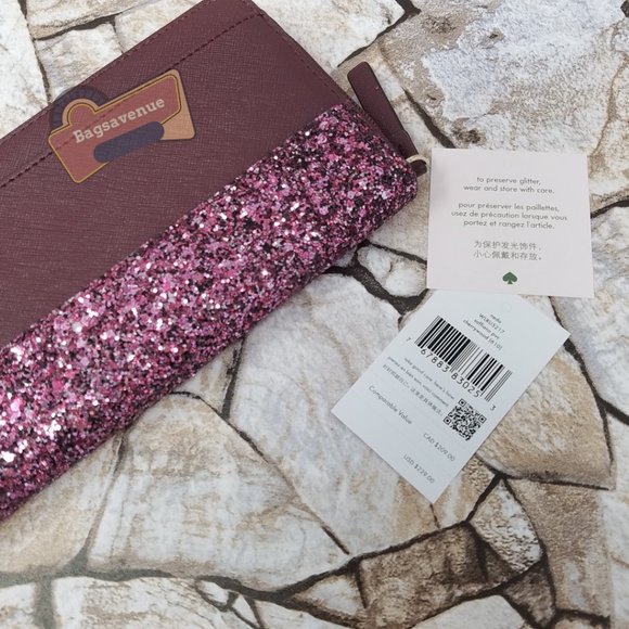 #bagsavenue neda wallet saffiano pvc Greta Court Cherrywood Burgundy Kate Spade - Picture 9 of 11